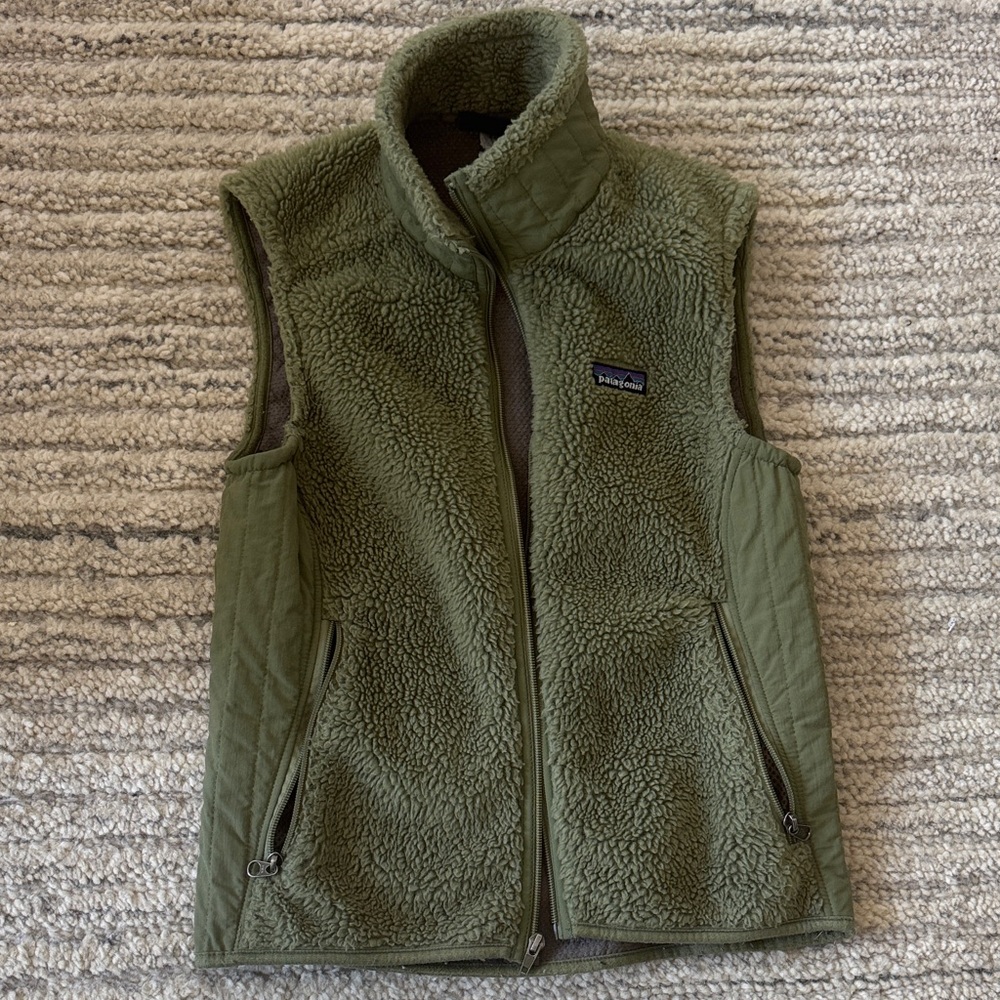 Patagonia Olive Sherpa Fleece Vest